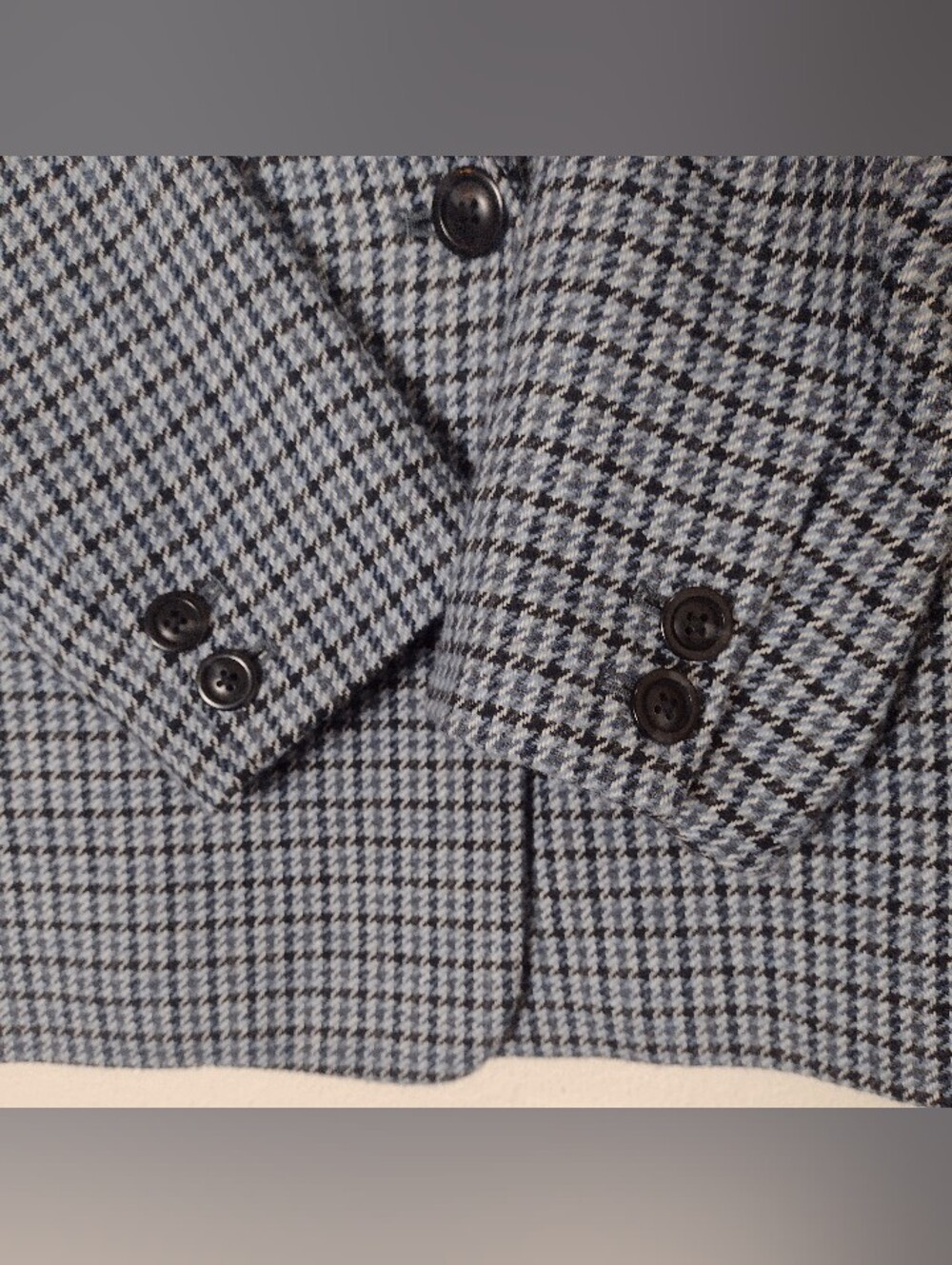 Gap Houndstooth Wool Blend Blazer Double Button Blue Size 12 - Picture 11 of 16